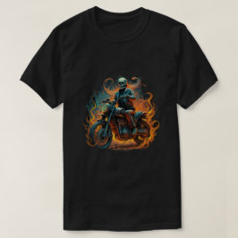 Camiseta Cavaleiro escuro/piloto de motocicleta esquelético