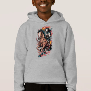 Camiseta Cavaleiro Esqueleto Fogueiro em um Cavalo Galopant
