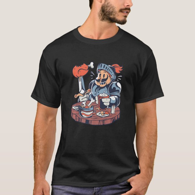 Camiseta Cavaleiro Faminto Engraçado - Cruzador Medieval Re (Frente)