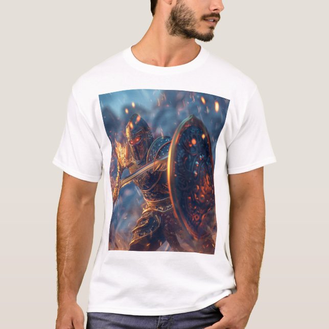 Camiseta Cavaleiro Flamebound - Guerreiro das Sombras (Frente)