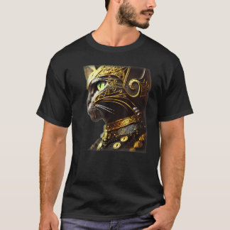Camiseta Cavaleiro Gato Vestindo Armadura Preta com Filigra