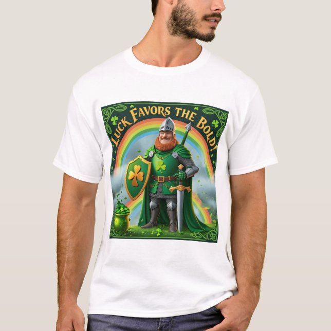 Camiseta Cavaleiro Irlandês Sortudo - Rua. Dia de Patrick (Frente)