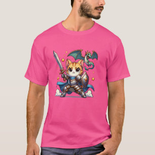 Camiseta Cavaleiro Medieval Armor Gato Dragão Caçador de Re