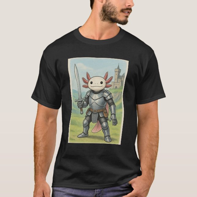 Camiseta Cavaleiro Medieval Axolotl (Frente)