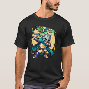 Camiseta Cavaleiro Medieval Dabbing Dragão Engraçado Renasc