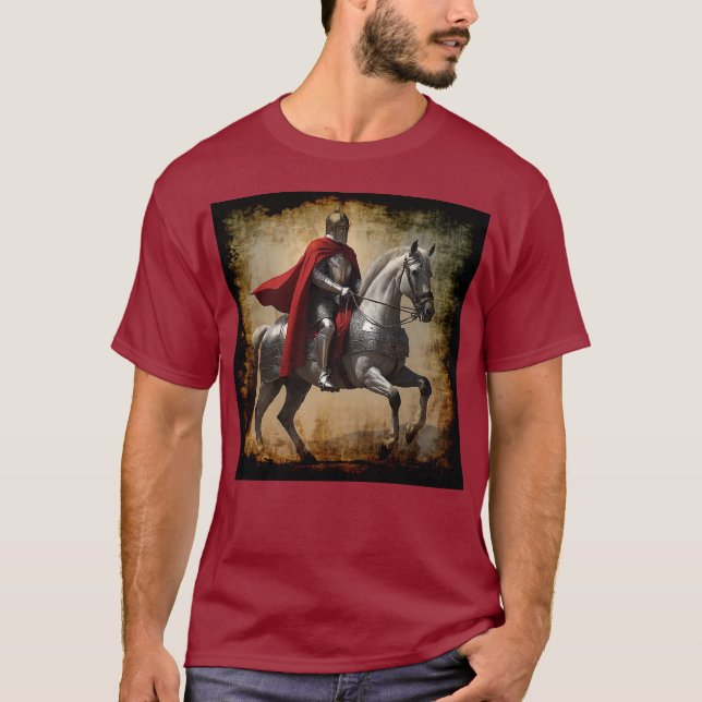 Camiseta Cavaleiro Medieval em Horseback (Frente)