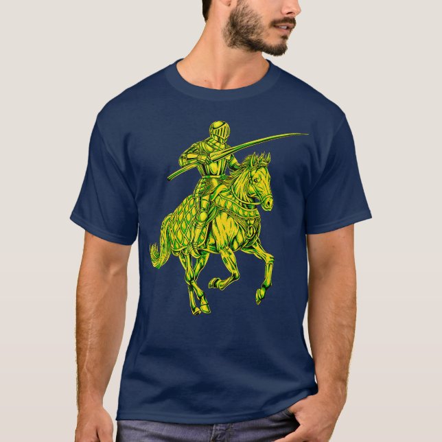 Camiseta Cavaleiro Medieval em Horseback Jousting (Frente)