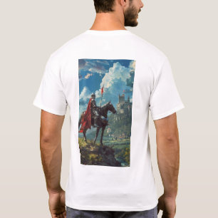 Camiseta Cavaleiro Medieval Embarcando em uma Camisa-T de V