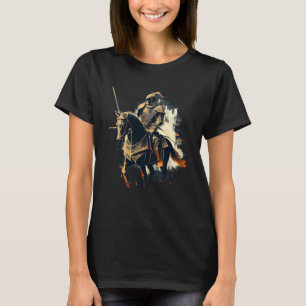 Camiseta Cavaleiro medieval legal em armadura e cavalo