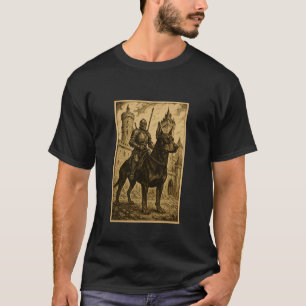 Camiseta Cavaleiro Medieval Montando um Doberman Fantasia S