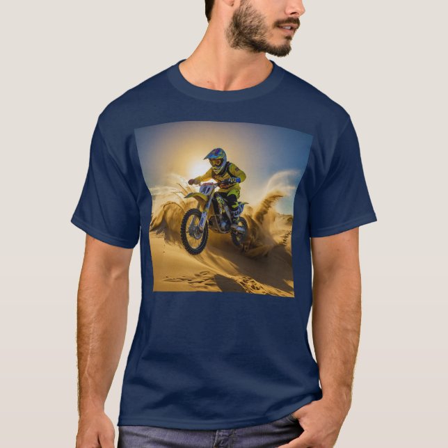 Camiseta Cavaleiro Motocross a Andar nas Dunas (Frente)