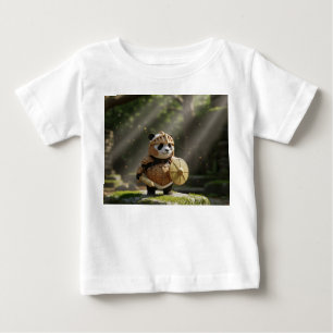 Camiseta Cavaleiro Panda Minúsculo em Armadura de Madeira