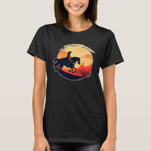 Camiseta Cavaleiro Retro Vintage Pôr do Sol Garota Cavalo G