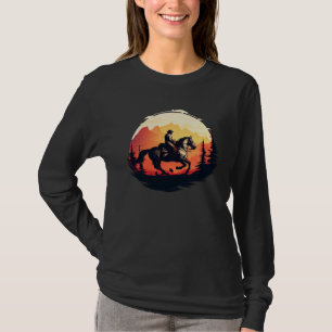 Camiseta Cavaleiro Retro Vintage Pôr do Sol Garota do Caval