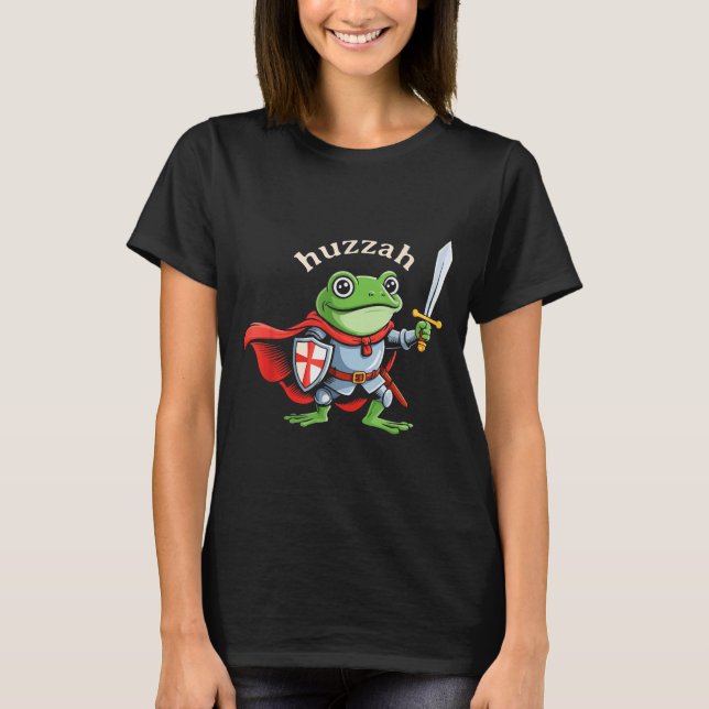 Camiseta Cavaleiro Sapo Huzzah Citação Engraçada Espada Mem (Frente)