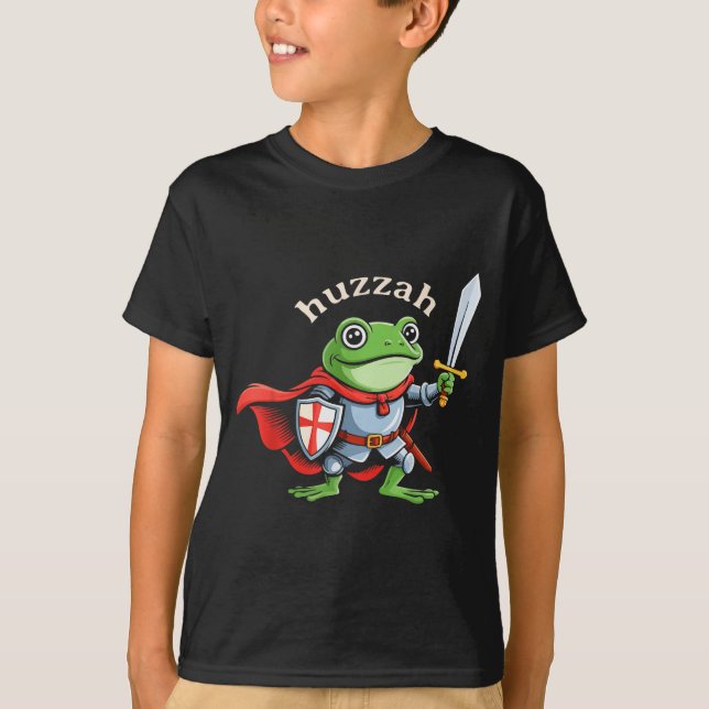 Camiseta Cavaleiro Sapo Huzzah Citação Engraçada Meme Espad (Frente)