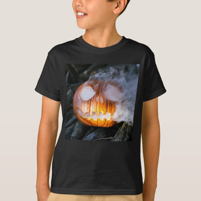 Camiseta Cavaleiro sem Cabeça Jack-o-Lanterna Cabeça uma Ch (Frente)