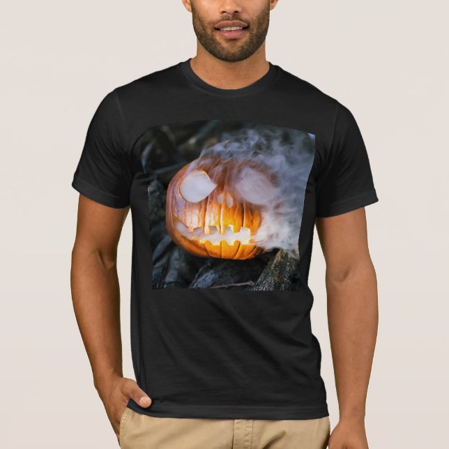 Camiseta Cavaleiro sem Cabeça Jack-o-Lanterna Cabeça uma Ch (Frente)
