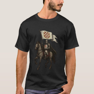 Camiseta Cavaleiro Templário Cristão com Bandeira de Herceg
