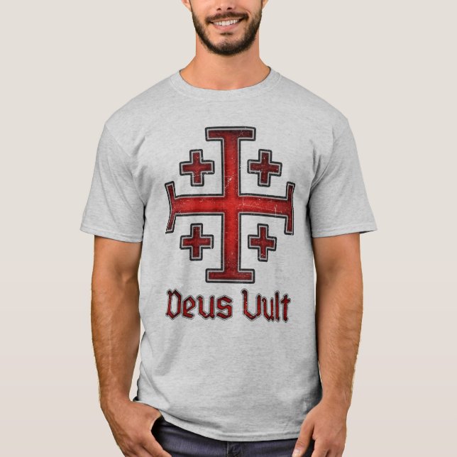 Camiseta Cavaleiro Templário de Jerusalém Cruz Cristã (Frente)