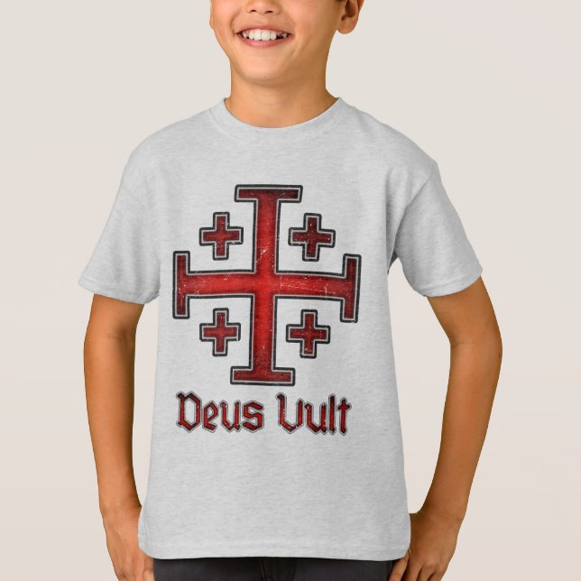 Camiseta Cavaleiro Templário de Jerusalém Cruz Cristã (Frente)
