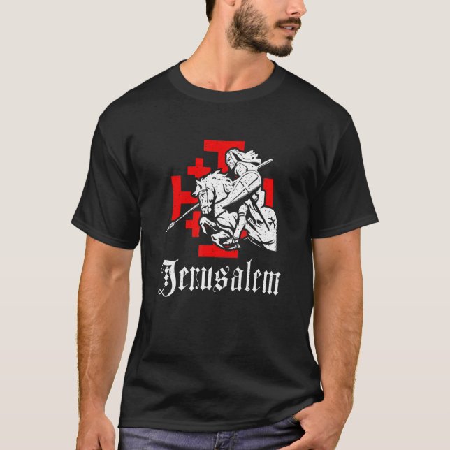 Camiseta Cavaleiro Templário Medieval Sobre Jerusalém Caval (Frente)