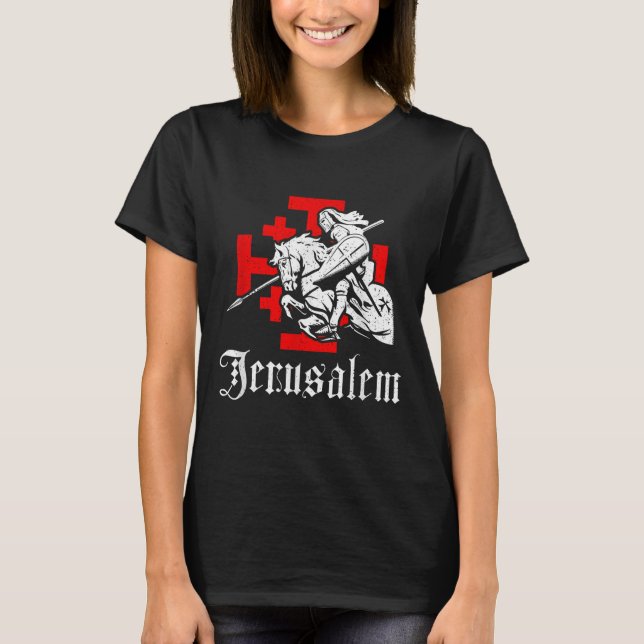Camiseta Cavaleiro Templário Medieval Sobre Jerusalém Caval (Frente)