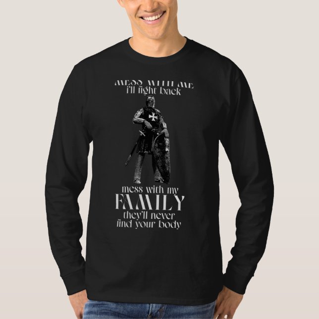 Camiseta Cavaleiro Templário Mess Comigo Eu Lutarei (Frente)