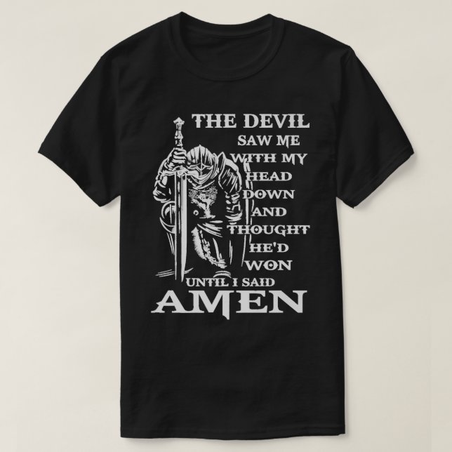 Camiseta Cavaleiro Templário Namorando O Diabo Me Viu Com M (Frente do Design)