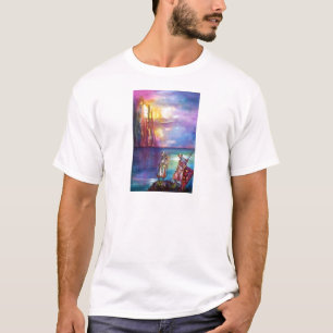 Camiseta Cavaleiros medievais PENDRAGON,Lago Sunset,Fantasi
