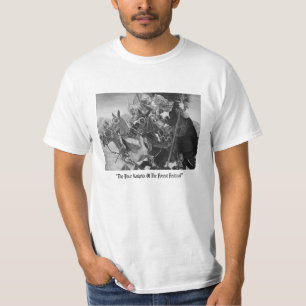 Camiseta cavaleiros medievais que jousting na arte