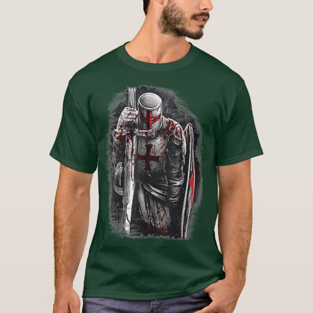 Camiseta Cavaleiros Templários Cristãos Oferecem Rosário Cr (Frente)