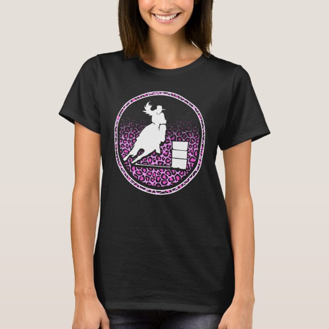 Camiseta Cavalgada de Barril de Cavalos Estampa de Leopardo (Frente)