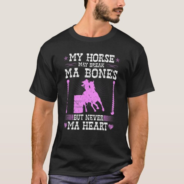 Camiseta Cavalgada de Barril Rodeio Cavalo Quebra Meu Osso  (Frente)