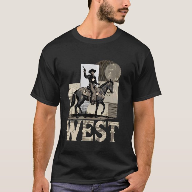 Camiseta Cavalgada de Cavalo de Rodeio de Cowboy Ocidental  (Frente)