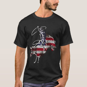 Camiseta Cavalgada de touro de rodeio americano retrô grung