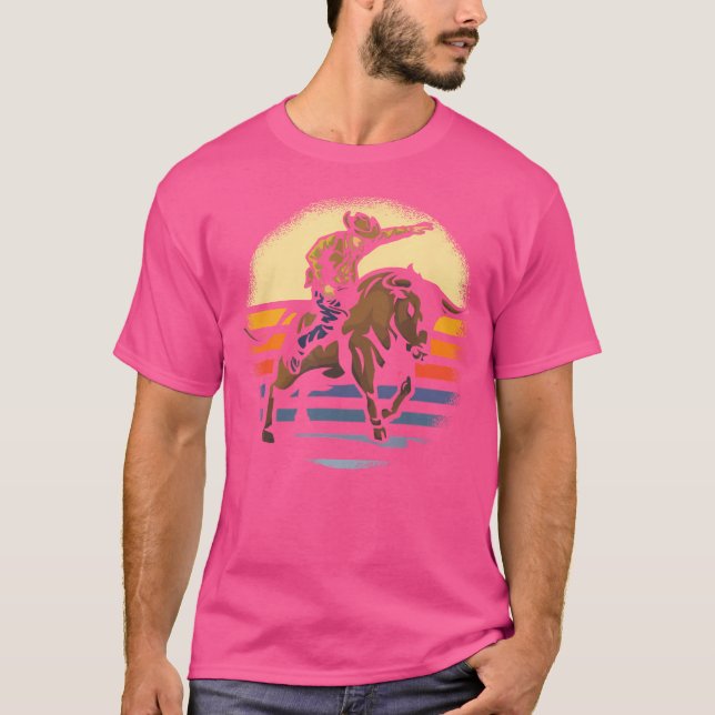 Camiseta Cavalgada de Touro Rodeio Cowboy Ocidental (Frente)