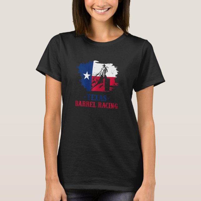 Camiseta Cavalgada Feminina De Corrida De Barril Do Texas (Frente)