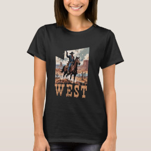 Camiseta Cavalgada Retro Vint de Rodeio de Cowboy Preto Oci
