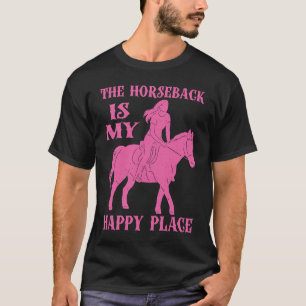 Camiseta Cavalgando a Cavalo meu Lugar Feliz Cavalo Salto