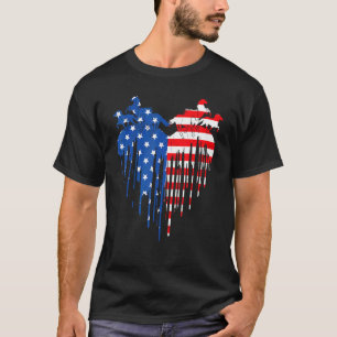 Camiseta Cavalgando Bandeira Americana Coração 4 de Julho E