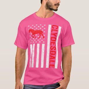 Camiseta Cavalgando Cavalo Clydesdale com Bandeira American