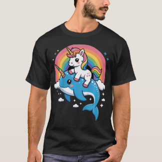 Camiseta Cavalgando no Narval Unicórnios Marinhos do Unicór