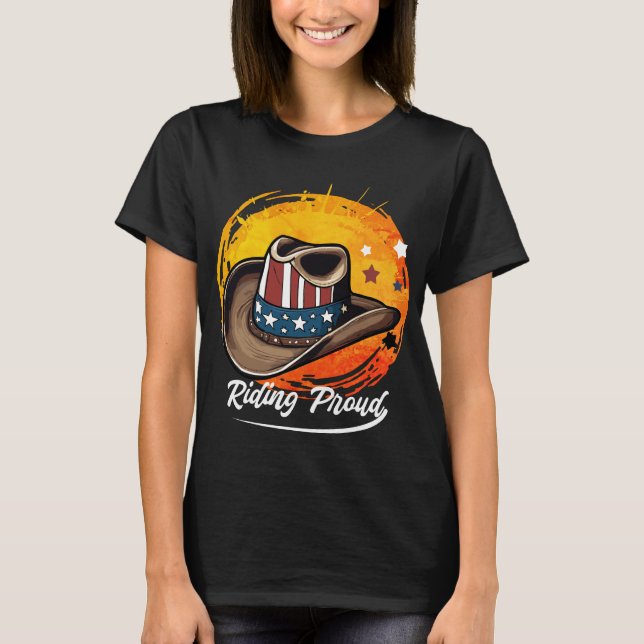 Camiseta Cavalgando Orgulhosa Patriótica (Frente)