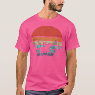 Camiseta Cavalgando Vaqueira Montanhas Pôr do Sol
