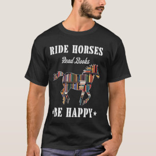 Camiseta Cavalgar Cavalos Ler Livros Ser Feliz Divertido Li