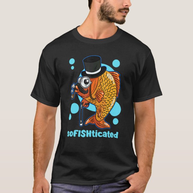 Camiseta Cavalheiro Sofisticado Pescador Carpa Koi Cartola (Frente)