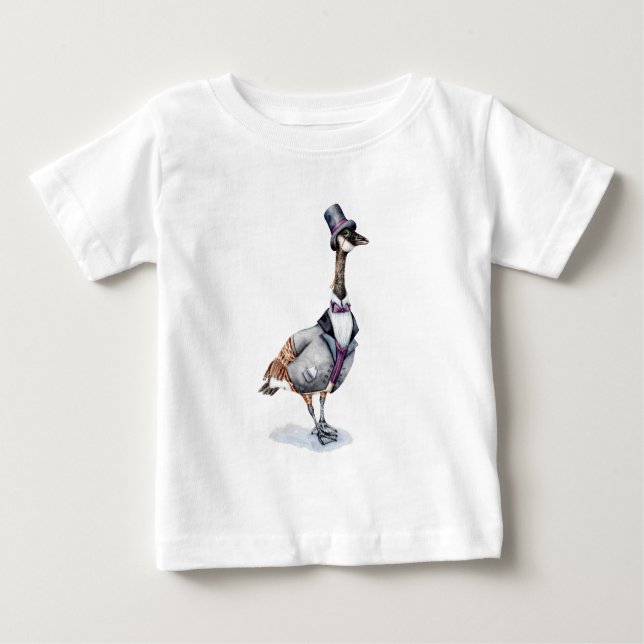 Camiseta Cavalheiro vitoriano ganso num chapéu alto (Frente)