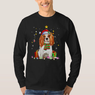 Camiseta Cavalier King Cachorro Papai Noel Árvore de Natal 