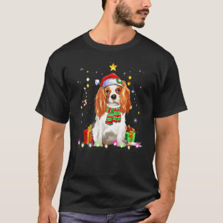 Camiseta Cavalier King Cachorro Papai Noel Árvore de Natal 
